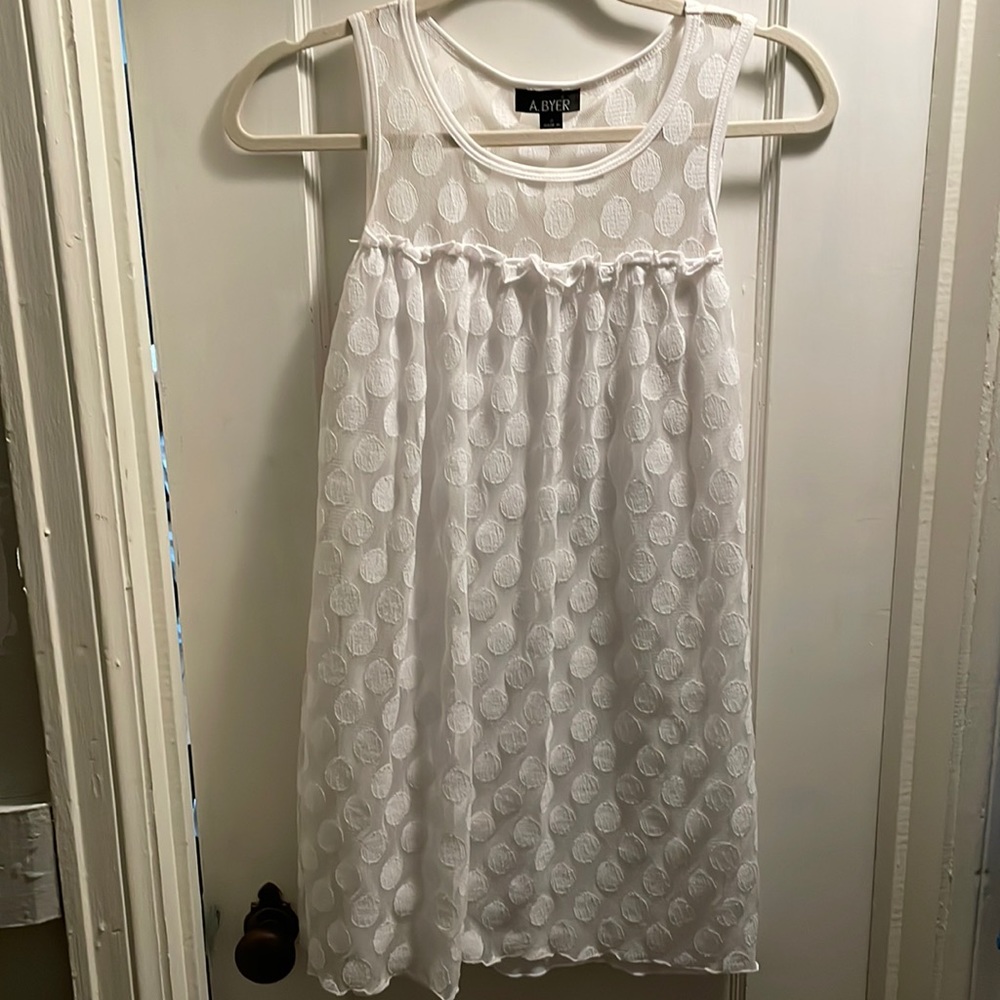 White Sheer Polka Dot Dress